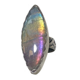 Marquis Rainbow Labradorite Ring Size 6