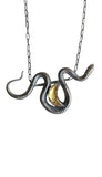 Sterling Silver Snake Necklace with Golden Crescent Moon second view