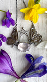 Delicate Mini Butterfly Pendant with Faceted Pale Rose Quartz