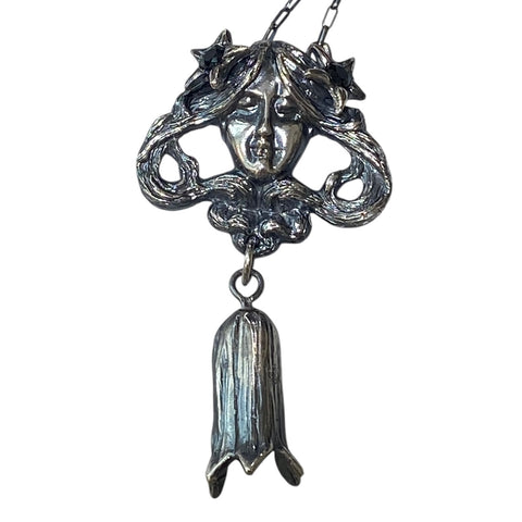 Belladonna Goddess Sterling and Black Spinel Pendant