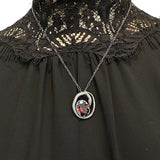 Sterling Serpent and Ruby Egg pendant 8 square prongs