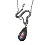 Sterling Serpent Snake Pendant with Purple Labradorite