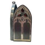 Gothic Arch Necklace, gothic architecture jewelry Garnets handmade Locket, sterling, Front image