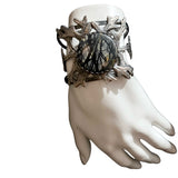Organic sterling cuff of Silver Dust Leaves and Jasper