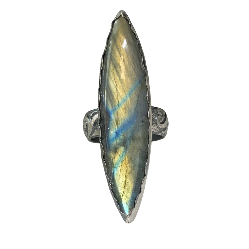 Marquis Extra Long Labradorite Ring