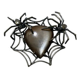 One of a kind double black widow pendant with dark moonstone