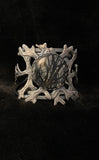 Organic sterling cuff of Silver Dust Leaves and Jasper