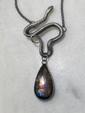 Sterling Serpent Snake Pendant with Purple Labradorite
