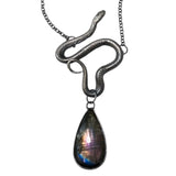 Sterling Serpent Snake Pendant with Purple Labradorite