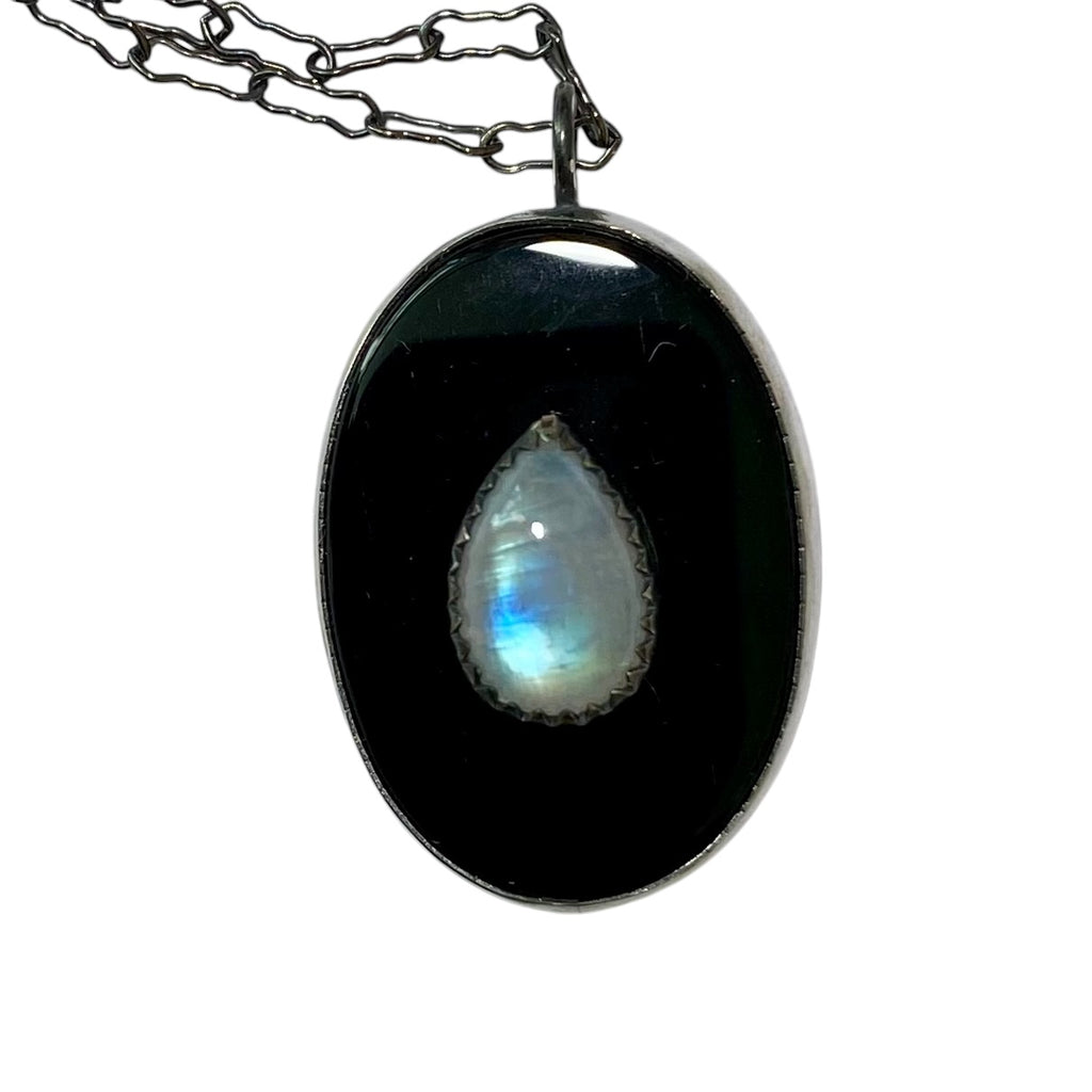Moonstone and Onyx Talisman Pendant