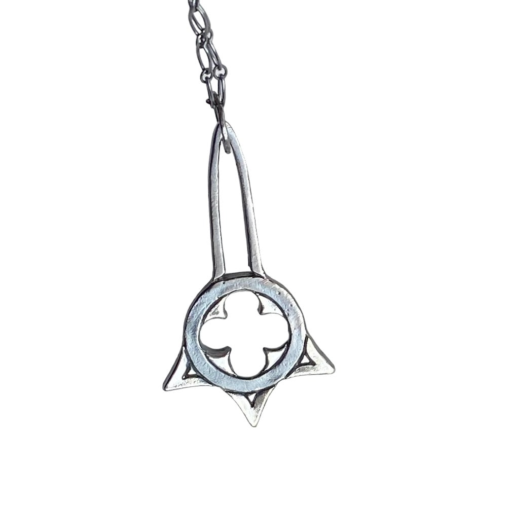 gothic architecture necklace in sterling silver view one