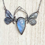 Sterling Silver Butterfly necklace with moonstone second image wood