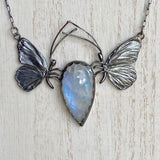 Sterling Silver Butterfly necklace with moonstone image natural light