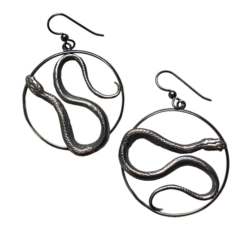 Swirling Serpent Hoop Earrings