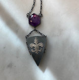St Joan of Arc Locket Sterling Silver and Amethyst