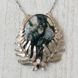 Moss Agate and Garden Florals Pendant