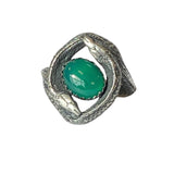 Size 5.5 Green Onyx "The Twins" Double Snake Ring in Sterling Silver (Copy)