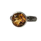 Custom Order for TL Size 7 Golden Citrine Solitaire Floral Band