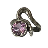 Size 8 Serpent Familiar Ring Faceted Natural Amethyst