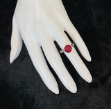 Size 7.5 Synthetic Ruby Solitaire Floral Ring Band