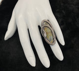 Size 7.5 Swirling Serpent Ring Golden Labradorite