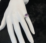 Size 6 Natural Amethyst Solitaire Floral Band