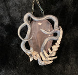 Rose Quartz Serpent and Daffodil Pendant