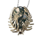 Moss Agate and Garden Florals Pendant