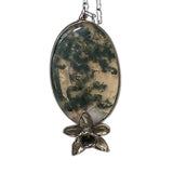 Moss Agate Pendant with Daffodil