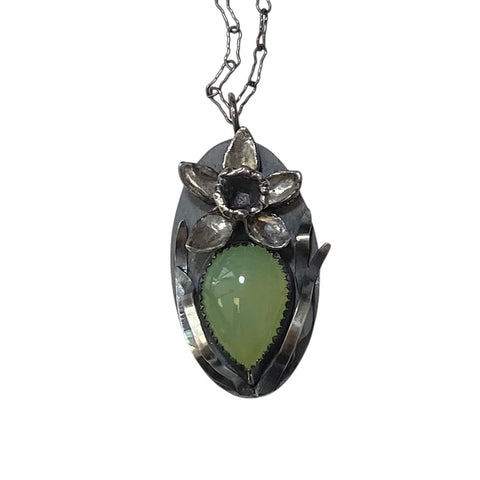 Daffodil and Green Chalcedony Pendant