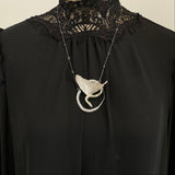 One of a Kind Winged Serpent Pendant with handmade chain in Sterling Silver