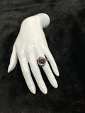Size 8.5 Garnet "The Twins" Double Snake Ring in Sterling Silver
