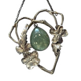 Sterling Garden Heart Pendant with Large 38 Ct Natural Aquamarine