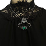 Lily Art Nouveau Whiplash Pendant in Sterling and 14kt Gold with Green Onyx