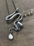 Serpent and Lily of the Valley 3 blossom necklace pendant Floradora Collection