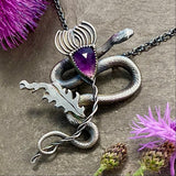 Serpent and Thistle Sterling and Amethyst Pendant Necklace Floradora Collection