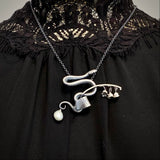 Serpent and Lily of the Valley 3 blossom necklace pendant Floradora Collection