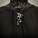 Sterling Serpent Hyacinth and Amethyst Pendant Necklace Floradora collection