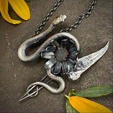 Sterling Serpent and Daisy Pendant Necklace Floradora Collection