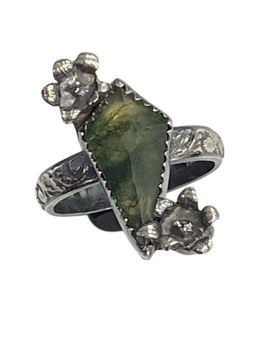Moss Agate Lily of the Valley Ring Size 6 Floradora Collection