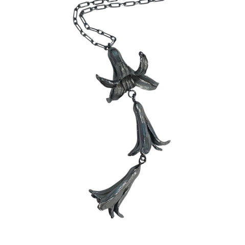 Triple Hyacinth Blossom Long Swinging Pendant Necklace Floradora Collection