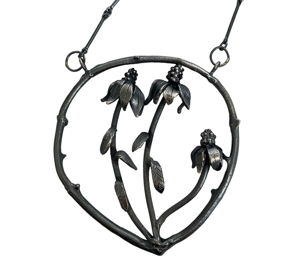Cone Flower Medallion in sterling silver Echinacea Talisman