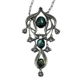 Long Art Nouveau Panel Pendant with triple labradorite