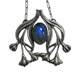 Art Nouveau Lotus blossom panel with moonstone