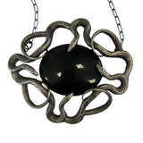 Large Quadruple Snake Necklace in Sterling with Rainbow Obsidian