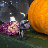 Toad with Orb Ring Sterling and Amethyst, moonstone, onyx, or labradorite YOUR SIZE