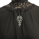 Long Art Nouveau Panel Pendant with triple labradorite