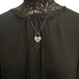 Sterling Heart Padlock Pendant with Garnet Fringe