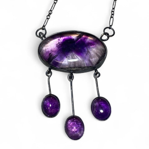 Art Nouveau Fringe Necklace with Trapiche Amethyst