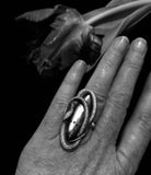 Size 7.5 Swirling Serpent Ring Golden Labradorite